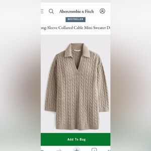 Abercrombie & Fitch Women's Beige Collared cable knit sweater dress NWT XSP